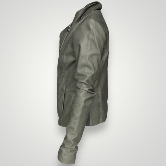 Vince Green Leather Biker Jacket 🐊 - Picture 3 of 7